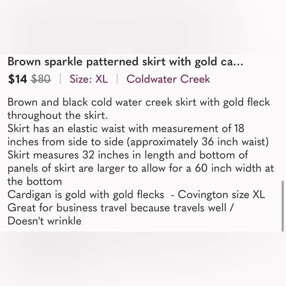 Brown sparkle patterned skirt with gold ca… - Picture 8 of 8